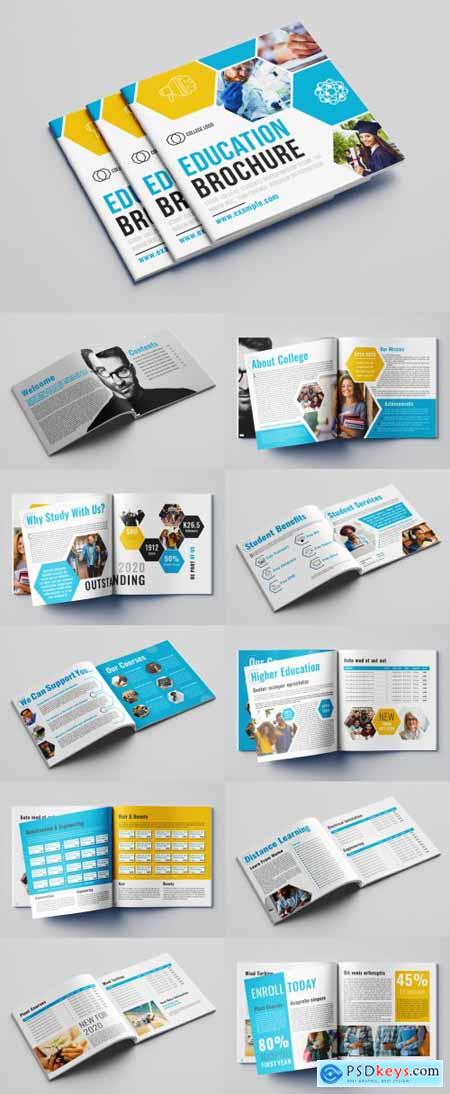 Education Brochure Layout with Blue and Orange Accents 322804129