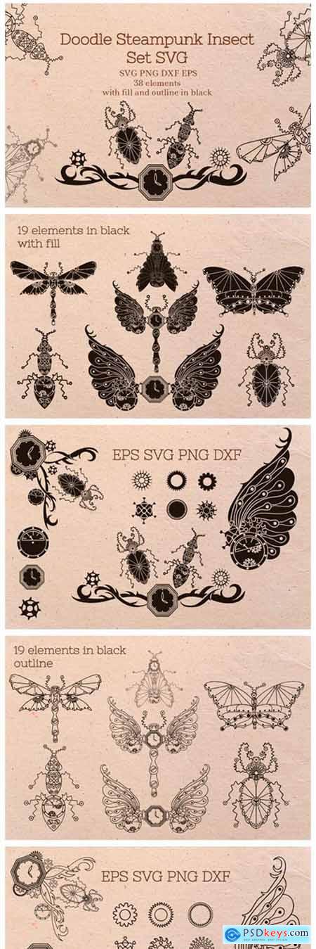 Doodle Steampunk Insect Set 2974494