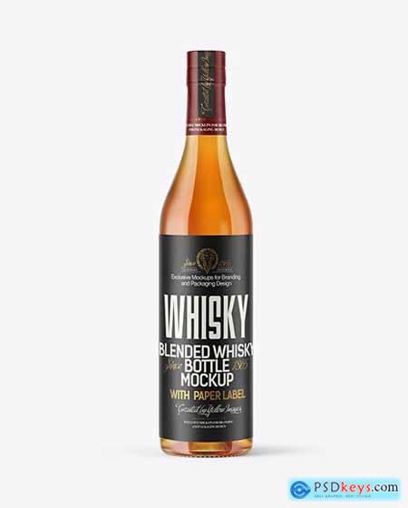 Clear Glass Bottle with Whiskey Mockup 55988