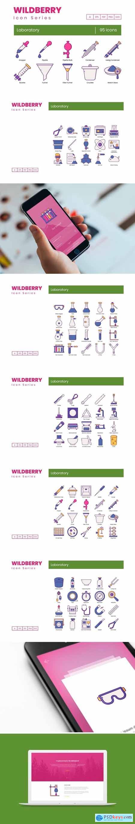 95 Laboratory Icons - Wildberry Series
