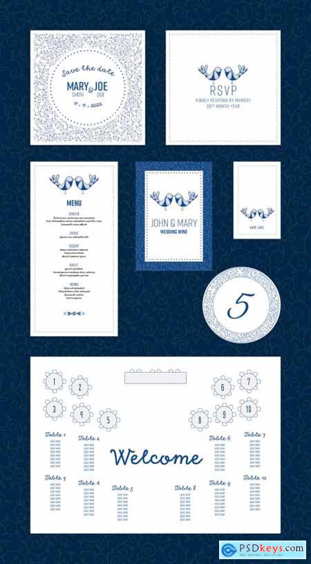 Blue and White Wedding Set Layout 324348431