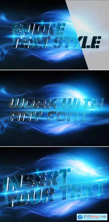 Metallic 3D Text Effect Mockup with Blue Smoke 324636466