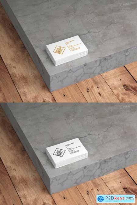 Stack of White Business Cards Mockup on Concrete Background 324647367
