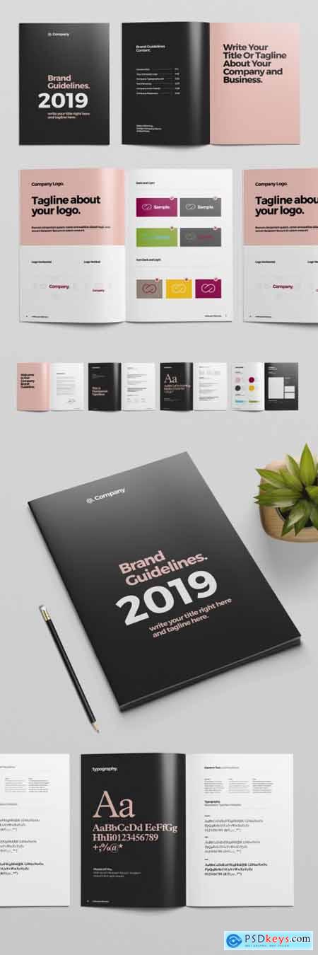 Black and Pink Brand Guideline Brochure Layout 319015654