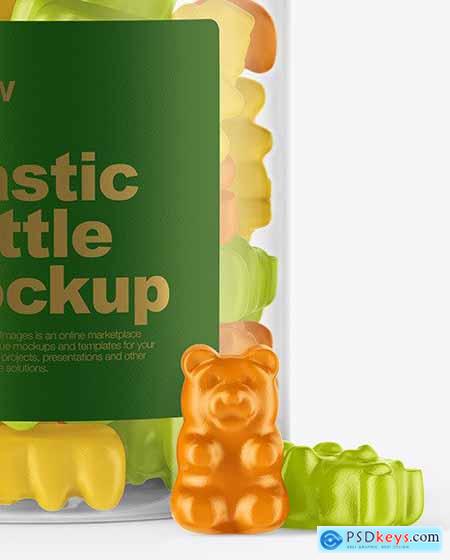 Plastic Bottle with Gummies Mockup 55928