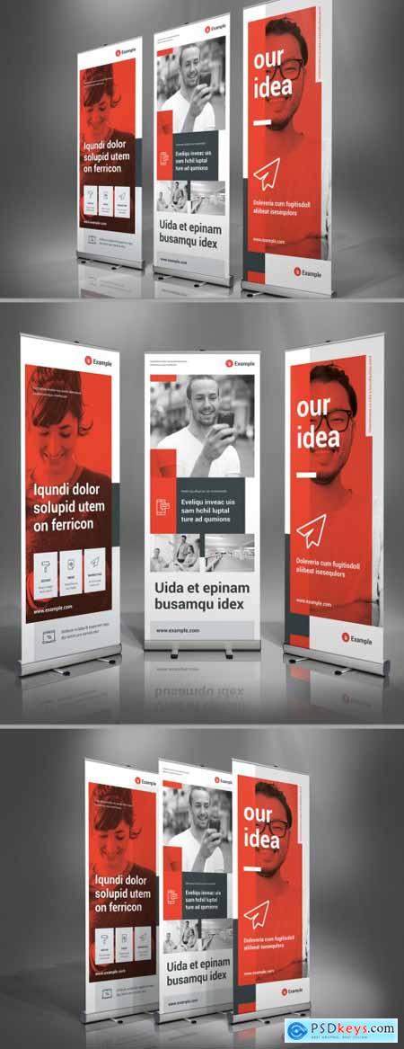 Light Gray and Red Roll-Up Banner Layout 322330510