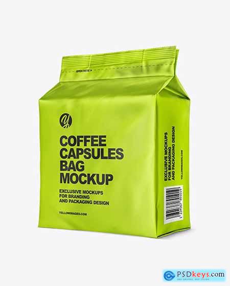 Matte Metallic Bag with Coffee Capsules Mockup 56046