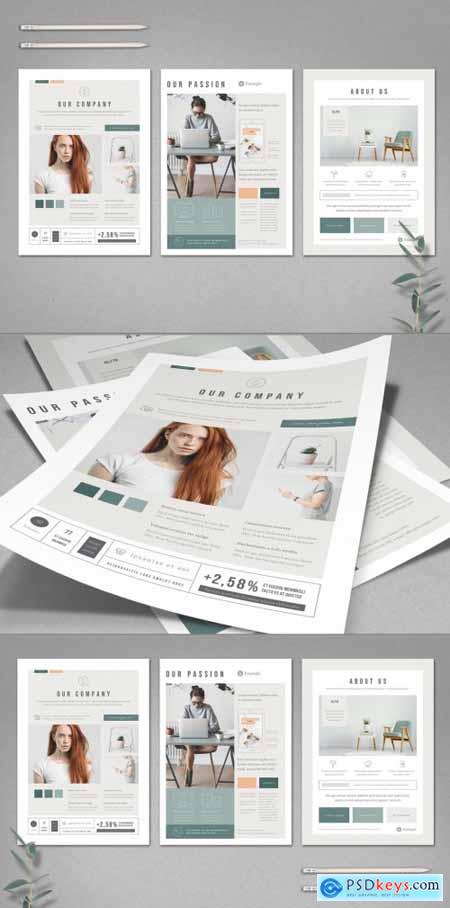 Mint and White Flyer Layout with Pale Peach Accents 326089165