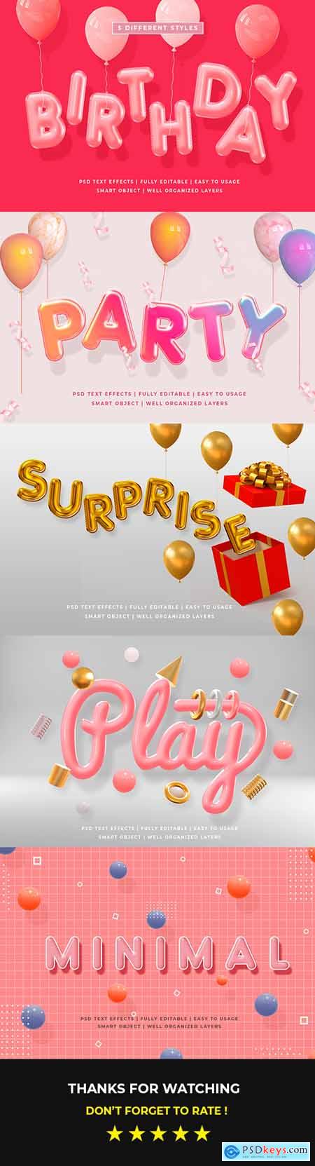 Birthday Party 3d Text Style Effect Mockup 25633246