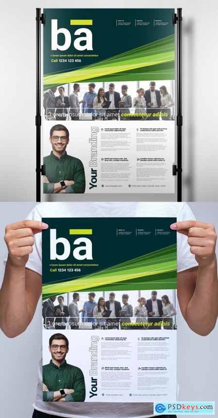 Business Poster Layout with Green Accents 326501214