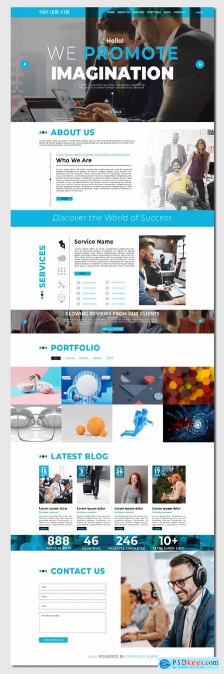 Business Website Layout with Blue Accents 326736771