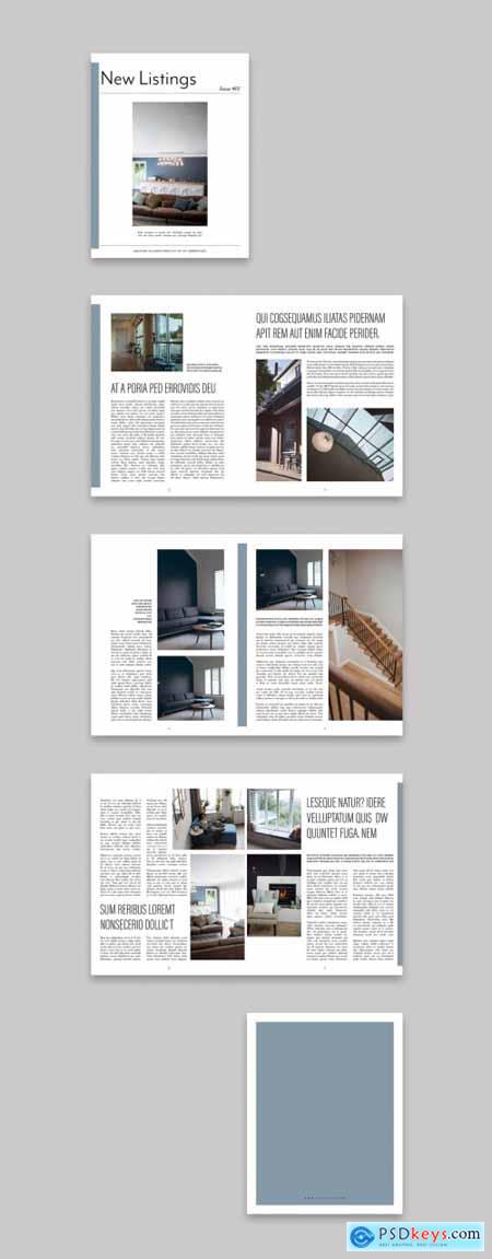 Brochure Layout with Blue-Gray Accents 326736487