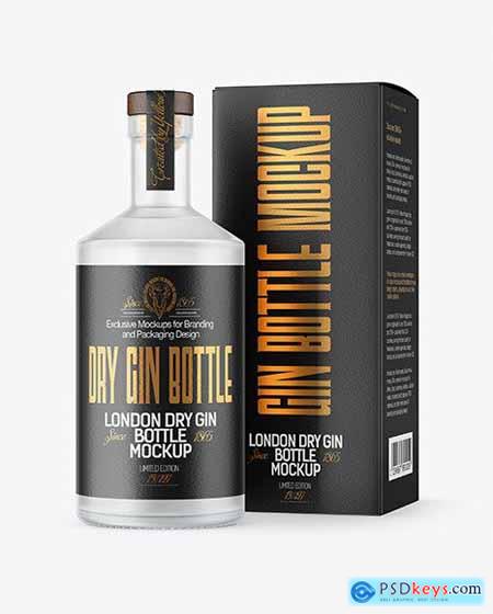 Frosted Glass Gin Bottle with Box Mockup 56274