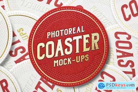 Photoreal Coaster Mockup Bundle Logo 2444640
