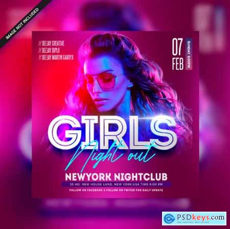 Girls night party flyer template