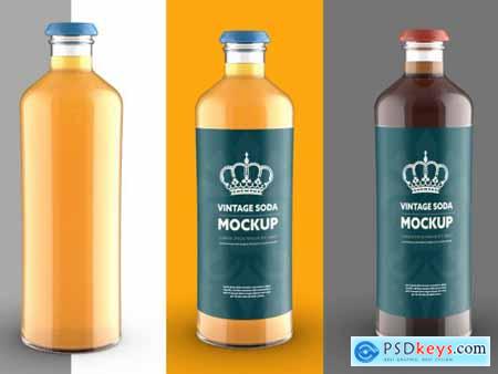 Vintage-Style Soda Bottle Colored Mockup 324938562