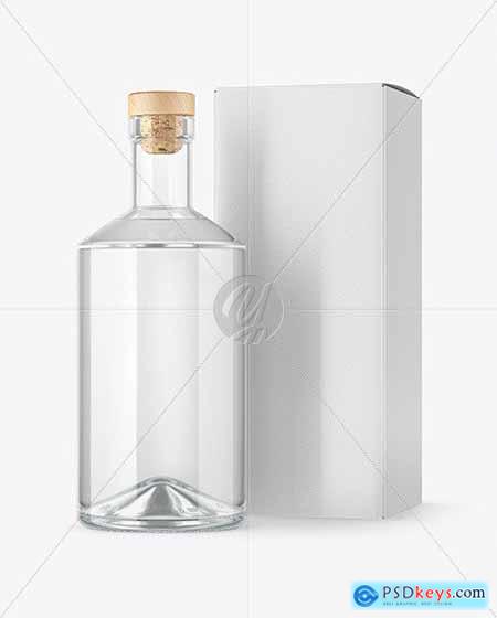 Clear Glass Gin Bottle with Box Mockup 56208
