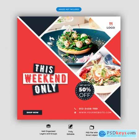 Food menu and restaurant social media banner template vol.3