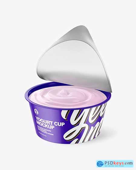 Opened Glossy Yogurt Cup Mockup 56225