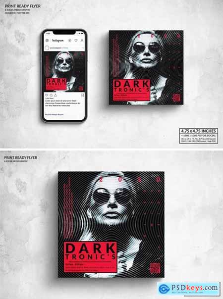 Dark Tronics Square Flyer & Social Media Post