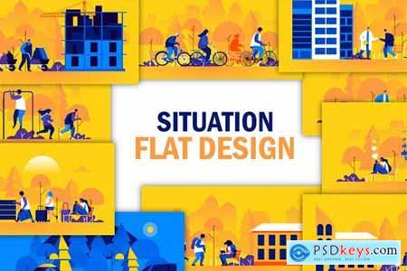 Flat People Scene Situation Landing Page
