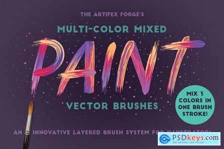 Multi-color, Mixed Paint Brushes