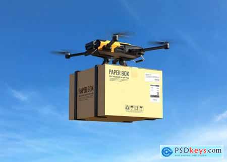 Delivery drone with the cardboard