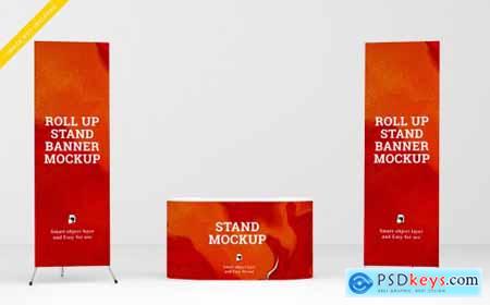 Roll up banner and stand banner mockup