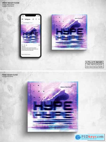 Hype Music Square Flyer & Social Media Post