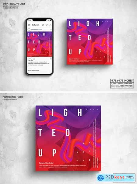 Lighted Up Music Square Flyer & Social Media Post