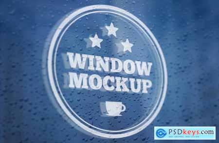 Logo mockup rainy window