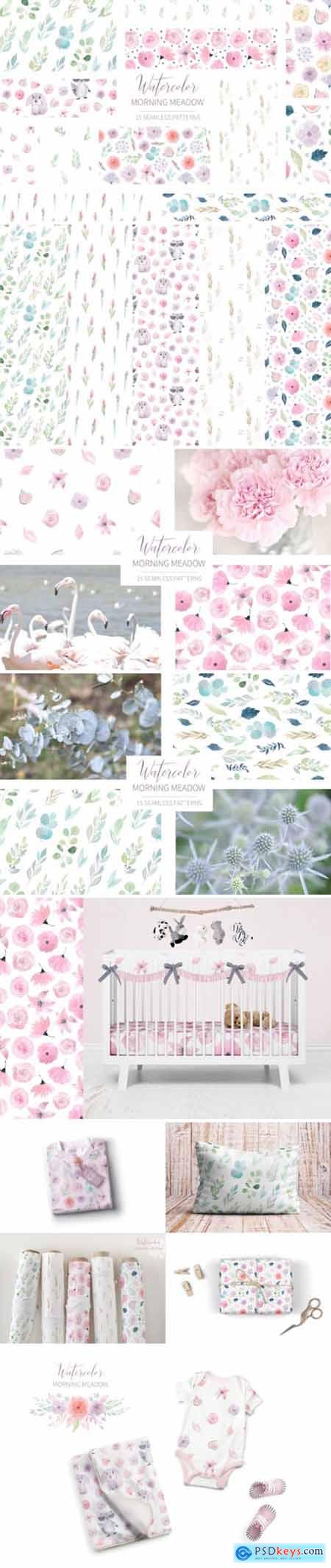 15 Morning Meadow Seamless Patterns 3515014