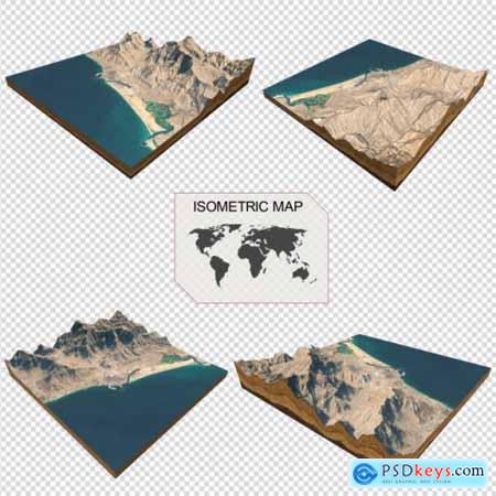 Isometric map virtual terrain 3d for infographic