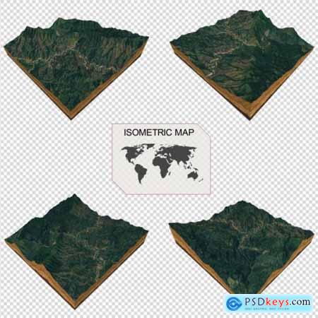 Isometric map virtual terrain 3d for infographic