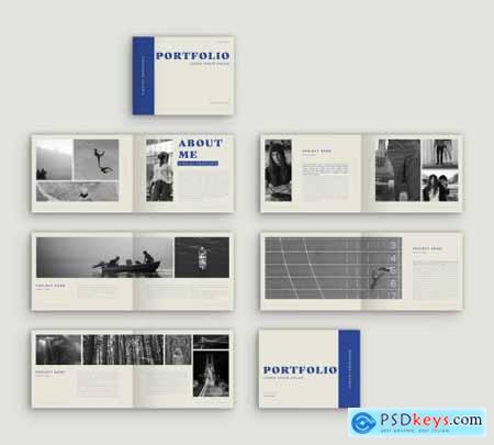 Portfolio Book Layout with Blue Accents 329186143