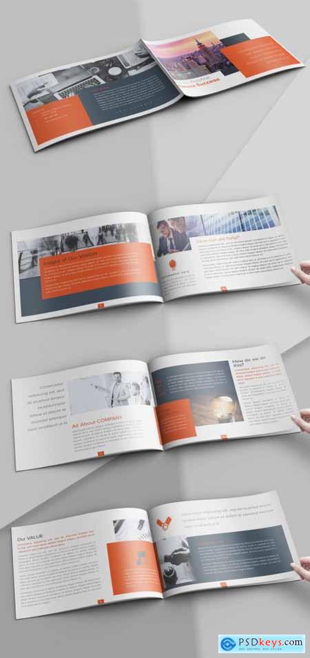 Landscape Brochure Layout with Orange and Grey Accents 330145516