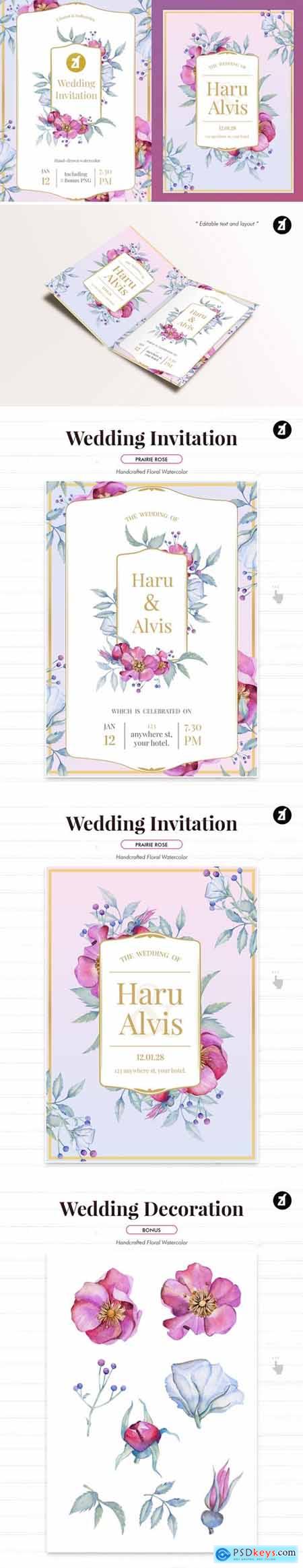 Floral Hand-drawn Watercolor Wedding Invitation JDU7F3D