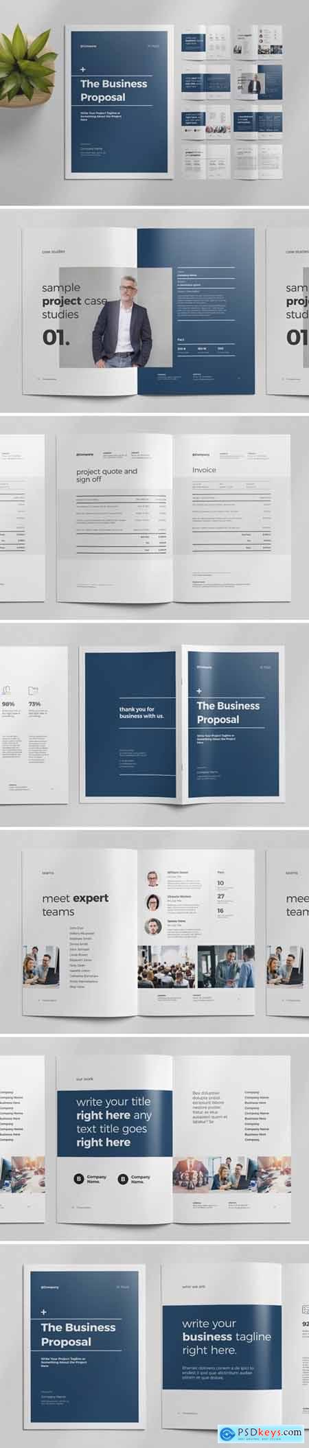 Website Proposal Layout with Blue Accents