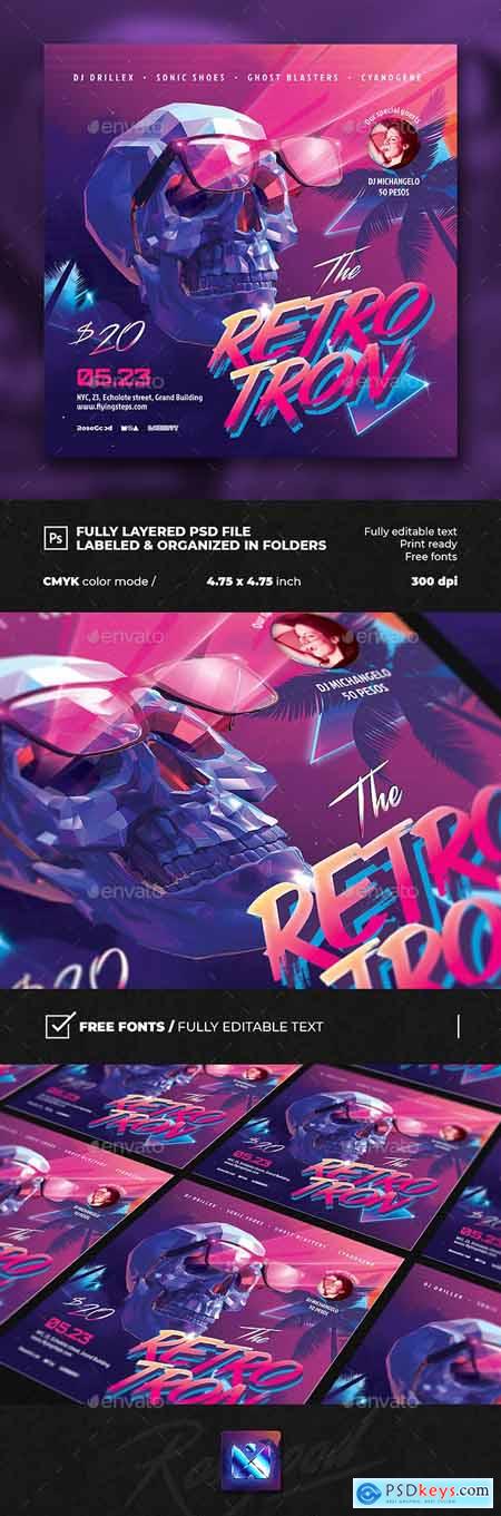 Retro Tron 80s DJ Party Flyer 25617372