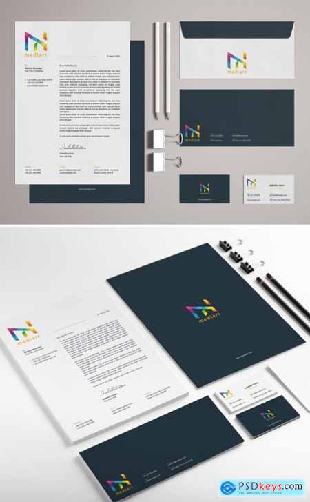 Stationery Set Layout with Colorful Design Elements 329175127