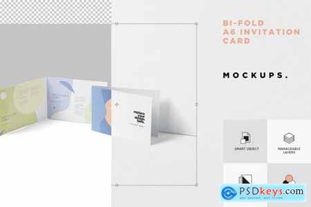 Bi-fold A6 Invitation Card Mockups