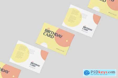 Single Page A6 Size Rectangle Birthday Card Mockup