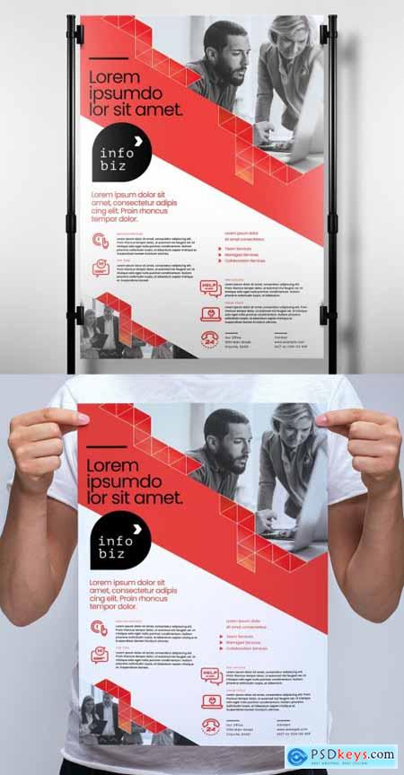 Red and White Business Poster Layout with Geometric Elements 330835822