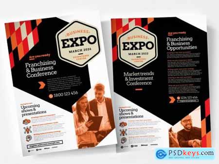 Business Flyer Layout with Orange Geometric Elements and Overlays 330835429