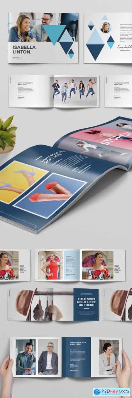 Brochure Layout with Blue Geometric Elements 331031841