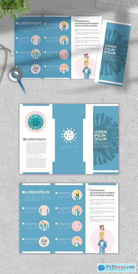 Medical Trifold Brochure Layout with Coronavirus Information 331311069