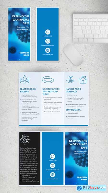 Medical Trifold Brochure Layout with Coronavirus Information 331311502