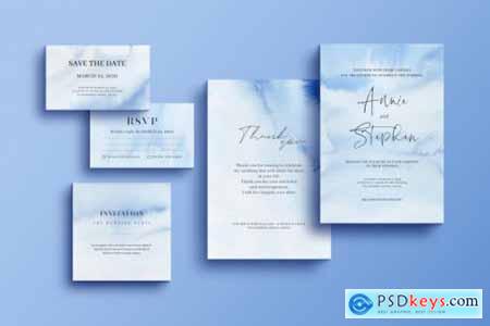 Glittering invitation template, wedding stationery set