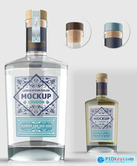 Clear Glass Gin Bottle Mockup 331780504