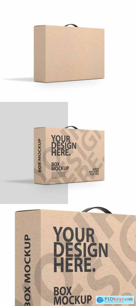 Carton Box with Black Handle Mockup 331758613